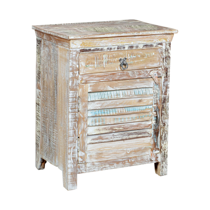 Eggleton 24'' W Solid Wood Nightstand, Left, Off White