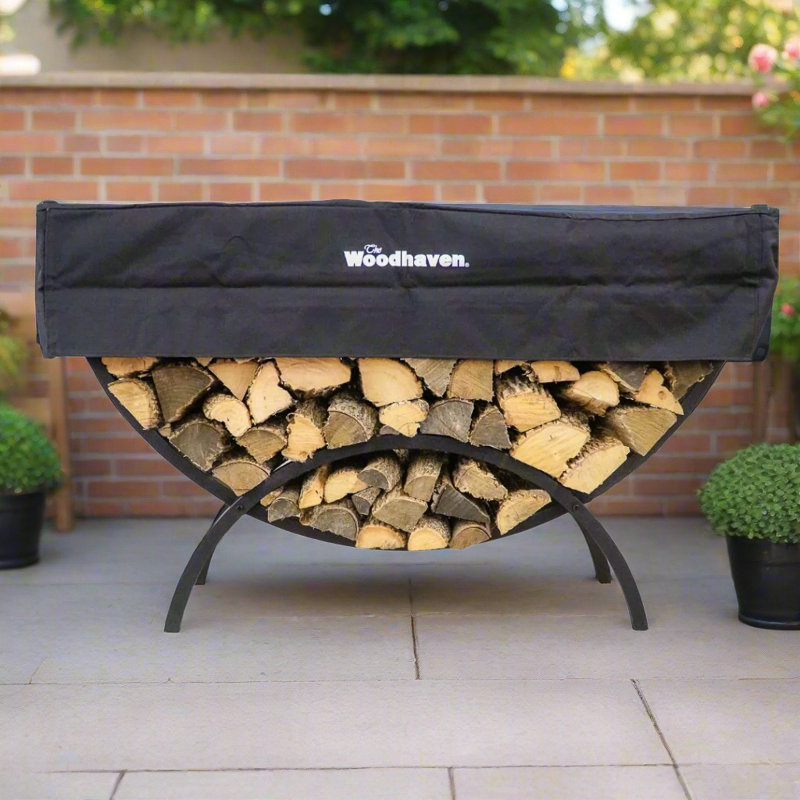 Woodhaven Crescent Firewood Rack & Cover, 36" H x 60" W x 15" D