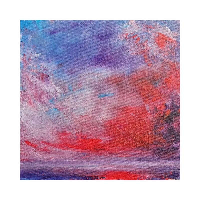 «Evening Red», reproduction d'art sur toile tendue, 18" x 18", Toile tendue avec châssis, Sans cadre