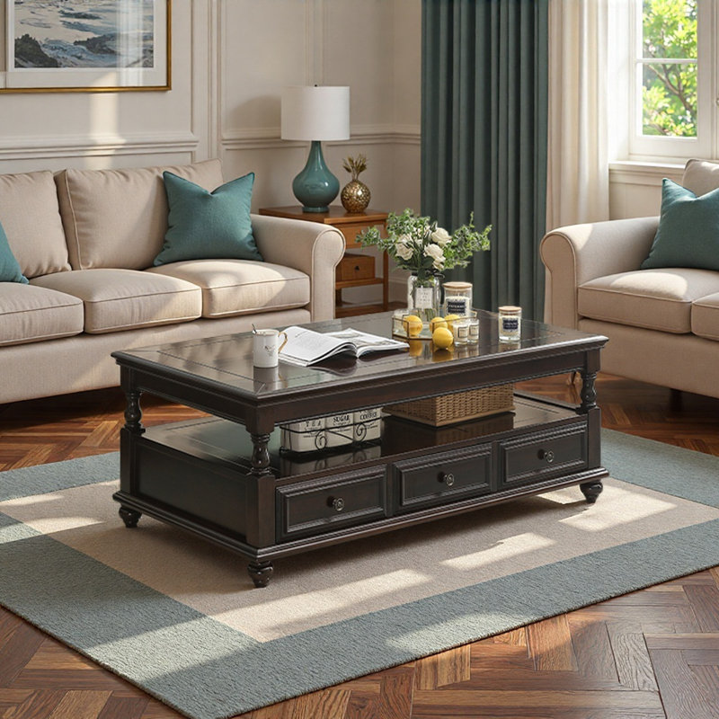 Table basse de style rétro américain, H 19,7 po x L 49,6 po x l 27,6 po