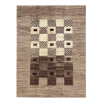 Canvello Brown Fine Hand Knotted Silkroad Gabbeh Rug - 5' X 6'6"