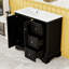 Meuble-lavabo simple autoportant moderne avec lavabo en céramique, tablette réglable et portes à fermeture en douceur-1626853375