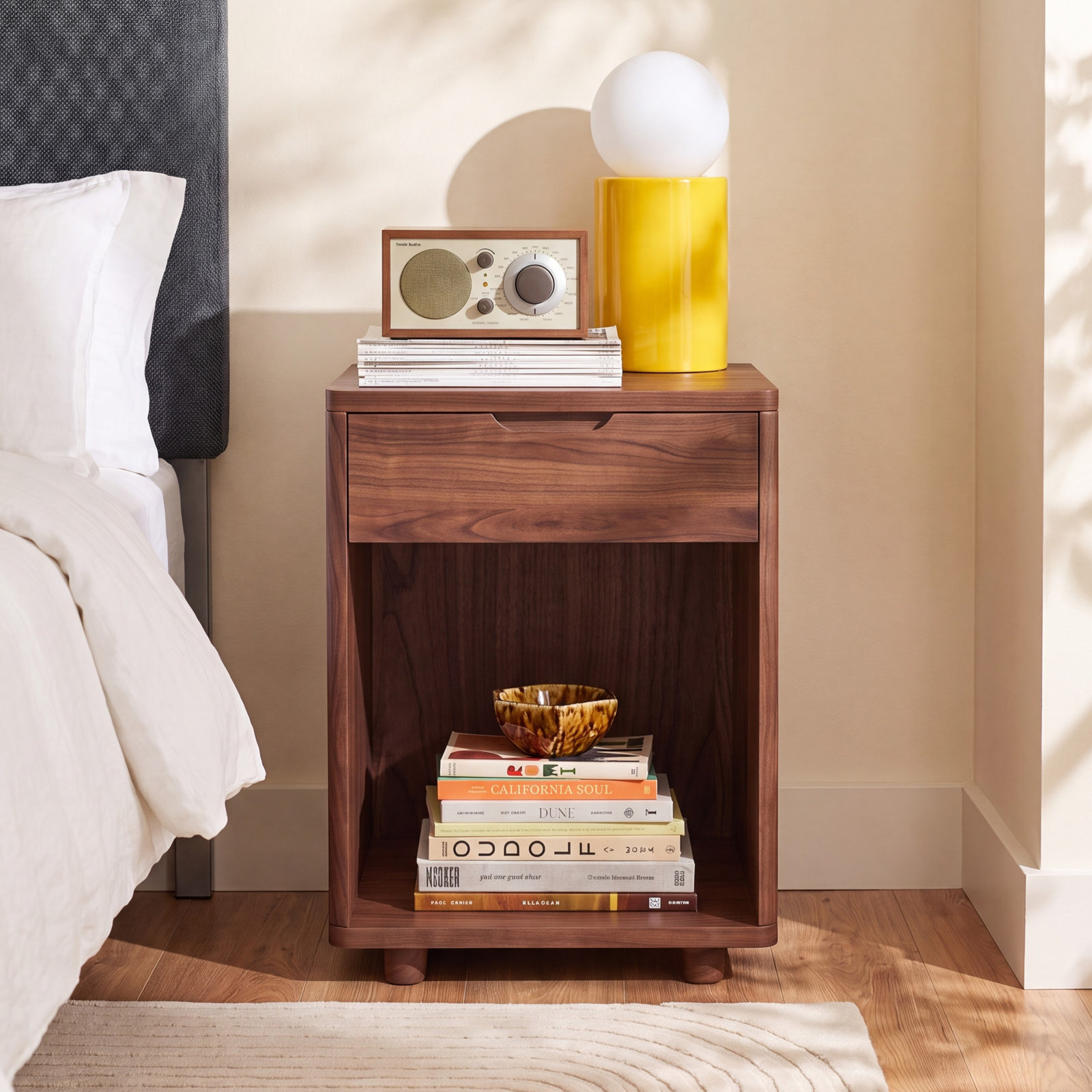 Varkala Oak Nightstand, Walnut