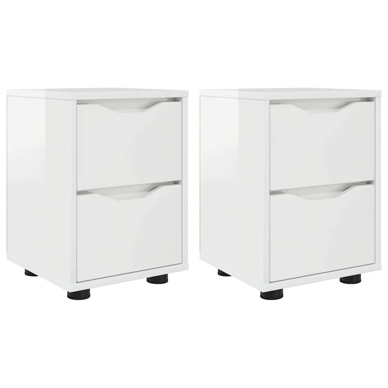 30.5cm W Manufactured Wood Bedside Table, High Gloss White