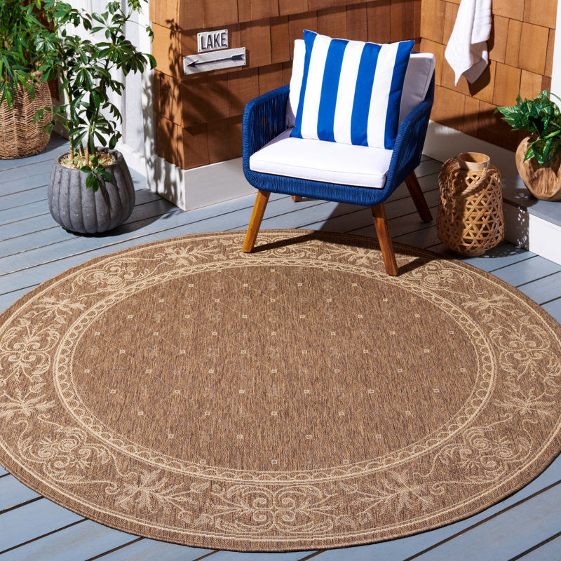 Claudinette Performance Abstract Indoor/Outdoor Area Rug, Round 7'1