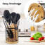 12 Pcs Silicone Kitchen Utensil Sets, Wooden Handle Cooking Utensils Set with Utensil Holder