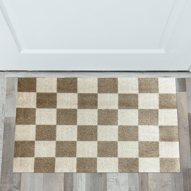 Red Barrel Studio® Hasson Taupe Runner Floor Mat, Tan;Cream, 20" W x 28" L