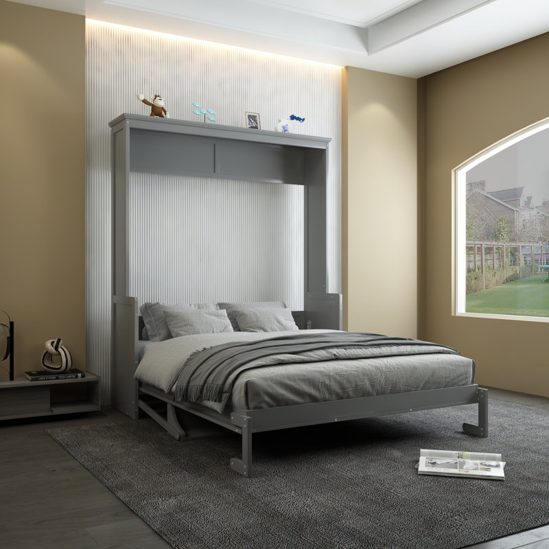 Lit avec rangement Graycee, Gris