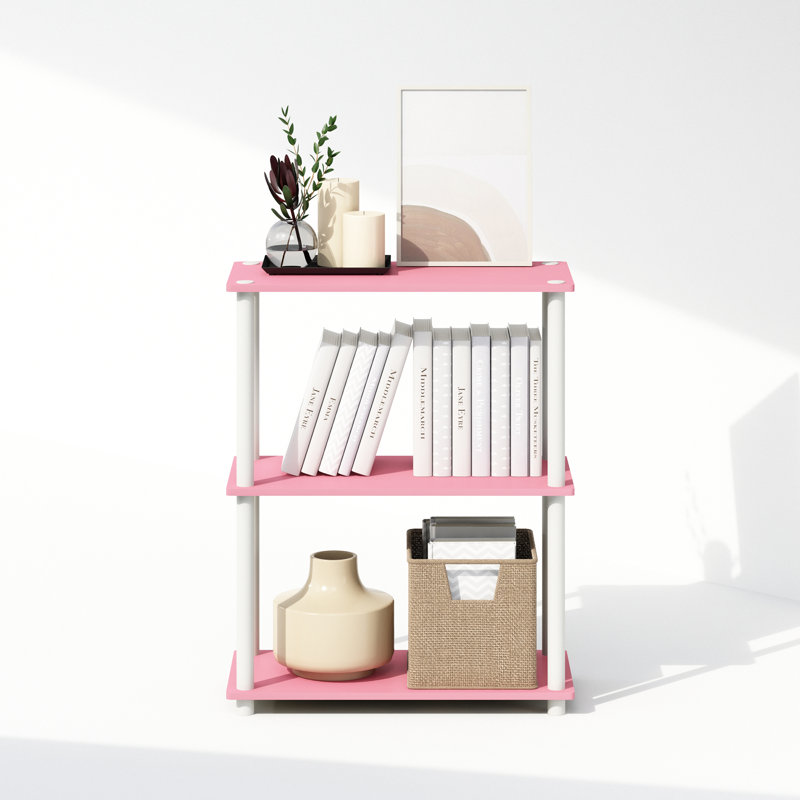 Furinno Turn-N-Tube 3-Tier Multipurpose Compact Display Rack, Shelving Unit, Bookcase, Pink/White, Pink