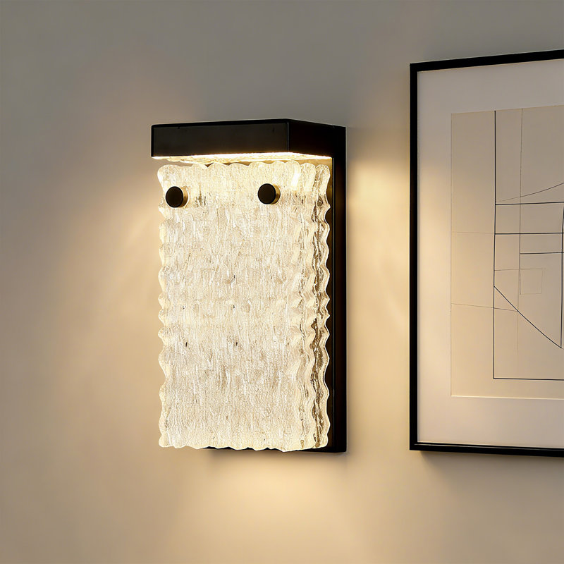 Modern 1-Light 9.8" LED Black Wall Sconce Light Texture Waterfall Panel
