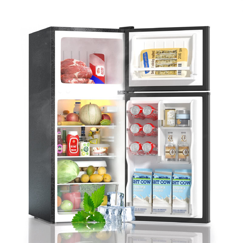 BANGSON 4.0 Cu.Ft, 2 Doors Small Fridge with Freezer, Black