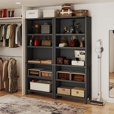 71" Tall 5-tier Floor Bookcase With Adjustable Shelves (set Of 2)