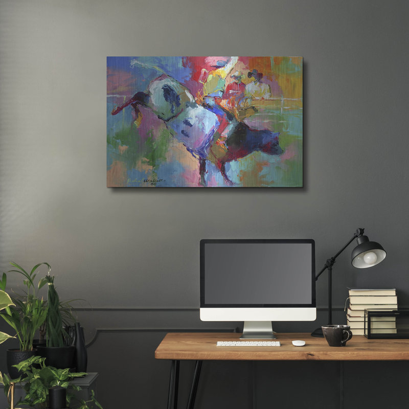 «Bull Riding» par Richard Wallich, H 24 po x l 36 po