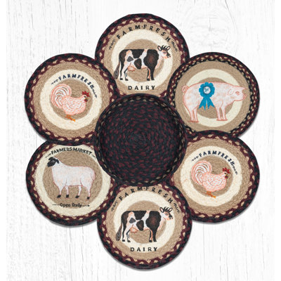  Farmhouse Trivets in a Basket - Hot Pads en jute tressé 10 po x 10 po