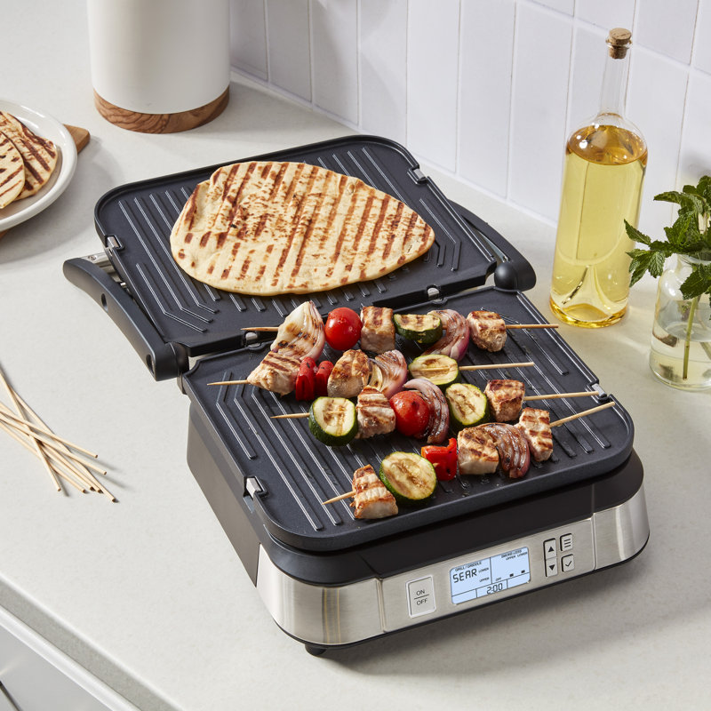 Cuisinart 5-In-1 Griddler With Reversible Nonstick Grill And Griddle Plates, Silver (Cgr-4Nasc)