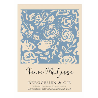 Floral Henri Matisse, fleurs roses, bohème bleu, reproduction d'art non encadrée
