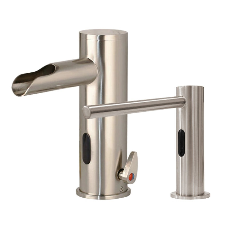 Cairo Brushed Nickel Sensor Faucet and Soap Dispenser Combo Sleek Touchless Restroom Convenience