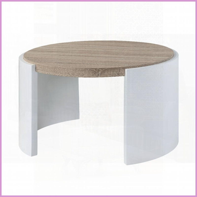 Oak &amp; White High Gloss 1-Drawer Coffee Table – Sturdy Support &amp; Space-Saving Storage for Living Room