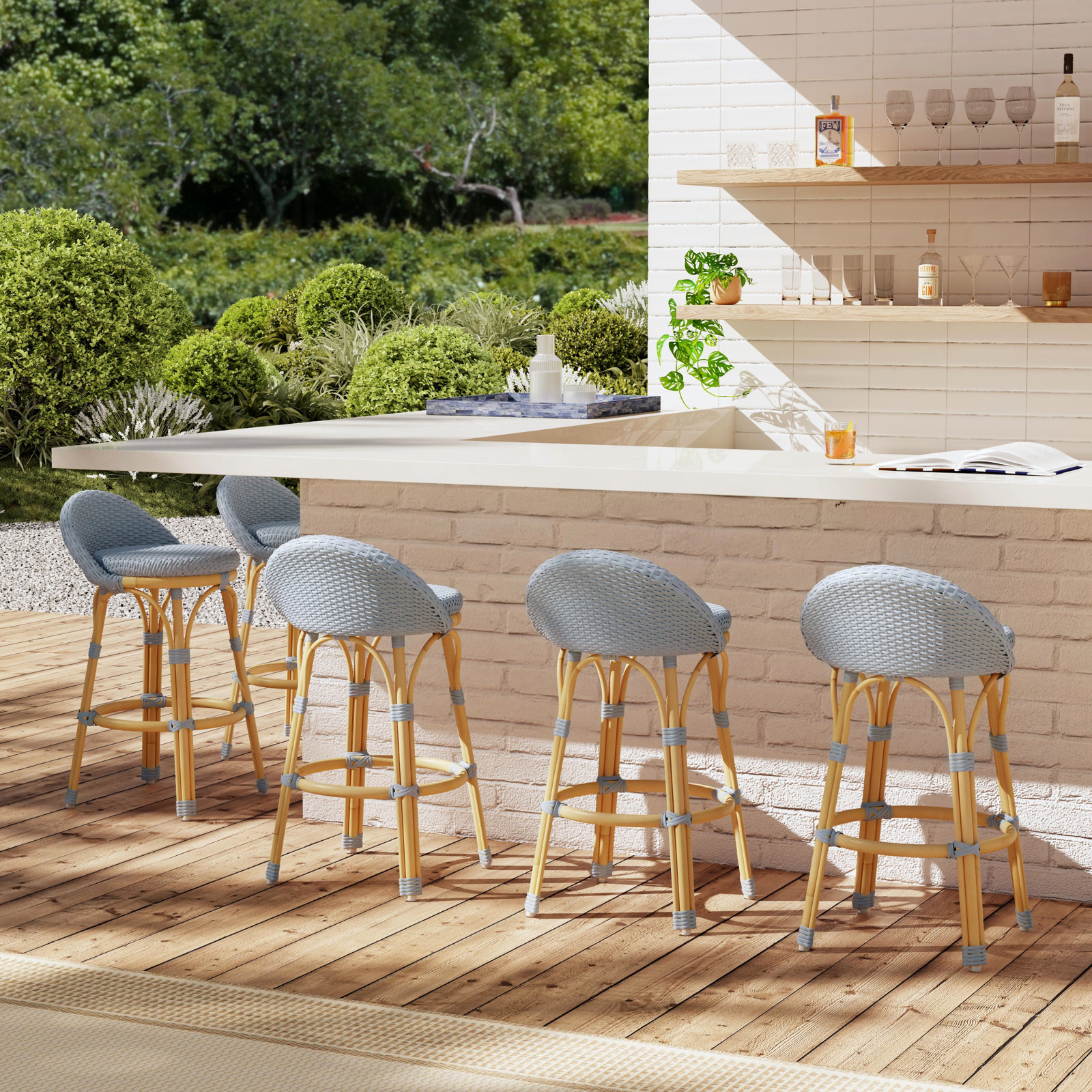 Ellie Woven Stool, Blue