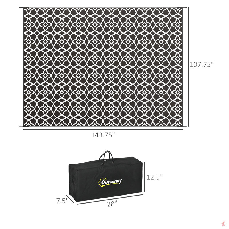 Outsunny Reversible Outdoor Rug,  Waterproof Plastic Straw Floor Mat, Portable Rv Camping Carpet With Carry Bag, Large Floor Mat For Backyard, Deck, Picnic, Beach