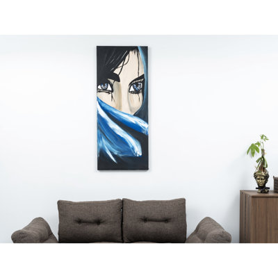 Fascinating 47'' X 19'' Blue Canvas Wall Art - Hand-Painted For Captivating Interiors Artistic Gems -Like Decor