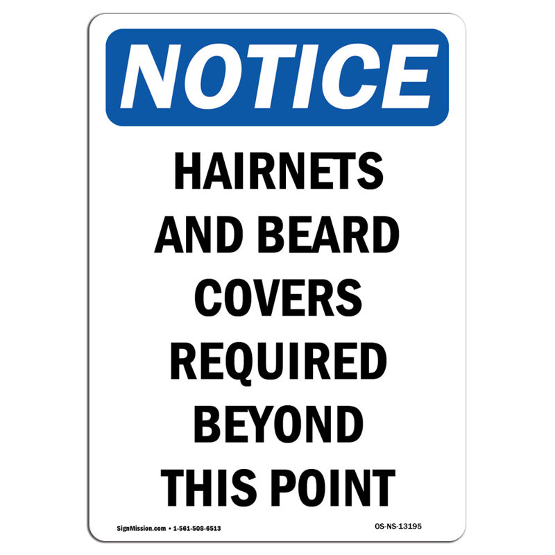 Hairnets and Beard Covers Required Sign