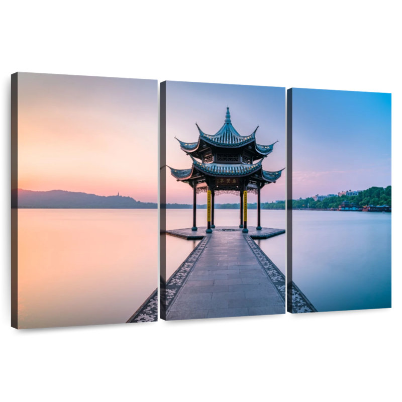 Adella Jixian Pavilion Sunset Scene, 28" H x 45" W