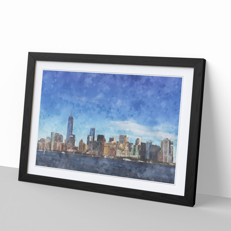 New York Skyline Vol.2 - Picture Frame Graphic Art, 48cm H x 65cm W x 2cm D, Black Framed