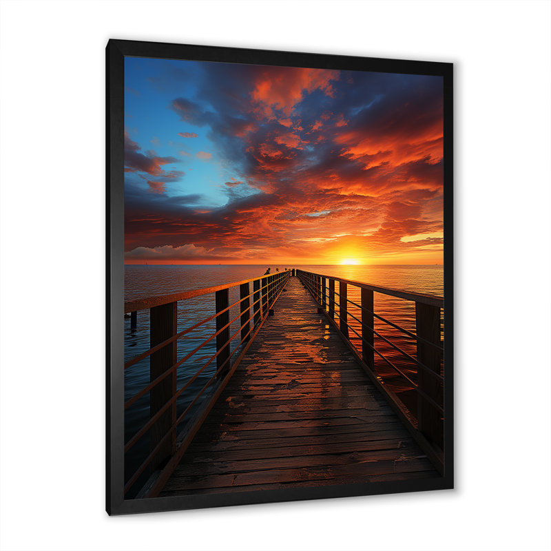 Yentin Sunrise At The Peer sur impression sur toile, Cadre photo noir, H 20 po x l 12 po x P 1 po