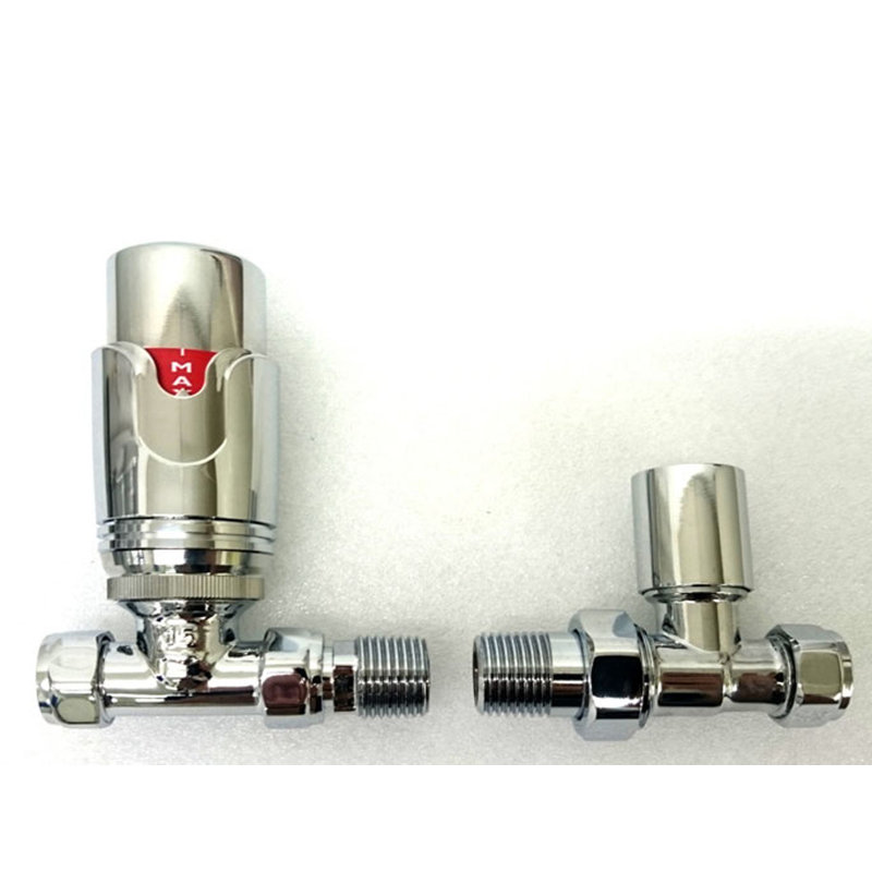 Thermostatic Chrome Straight Radiator Valve - Set