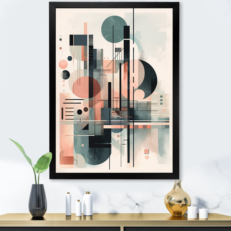 Crème bleu minimalisme Quiet Profondeurs II - art mural sur toile minimalisme, Impression noire sur toile encadrée
