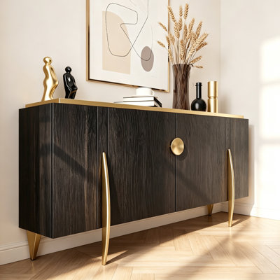 Simple Wooden Black Large Storage Sideboard