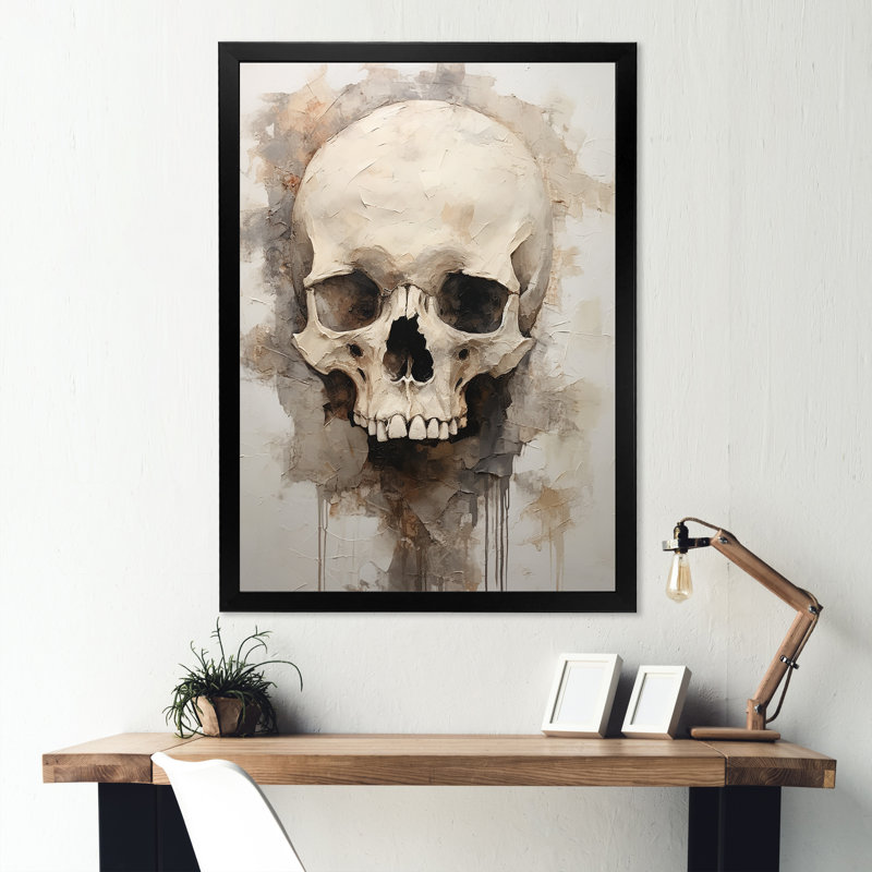 «Skeletal Elegance - Skull», art encadré, Cadre simple noir, H 32 po x l 16 po x P 1 po