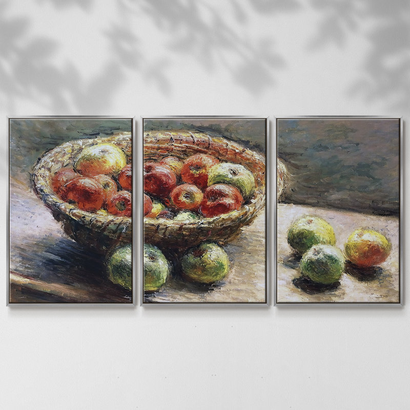 Assiette aux pommes, 1880, 3 pièces, H 36 po x l 75 po x P 2 po, Argent