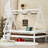 Full House Twin Platform Bed with Stairs, Solid Wood Kids Bed Frame, Low Profile Fun Design, White-1710143867-1710143866