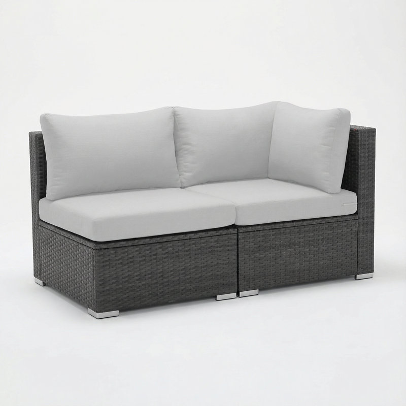 2-piece Outdoor Sofa Conversation Set with Cushion, Light Gray