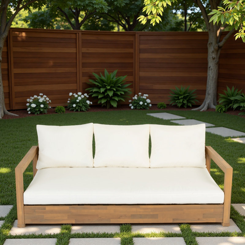 Canapé de patio 3 places avec coussin plus épais, coussins moelleux, coussins de pieds réglables et housses de coussin amovibles