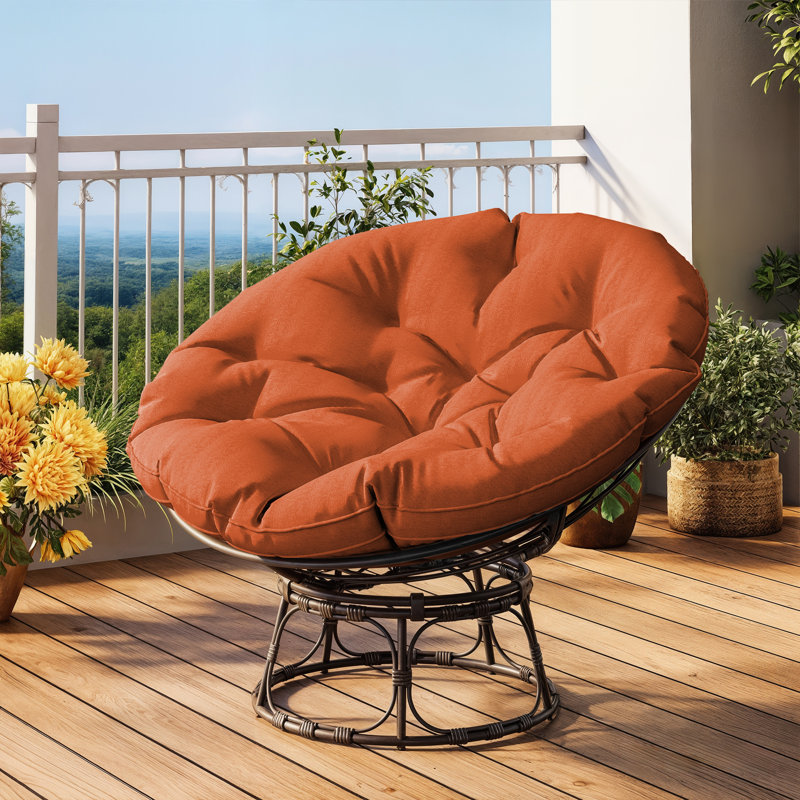 Chaise de patio avec coussins Papasan, Orange, L 49 po x H 36 po x P 12 po