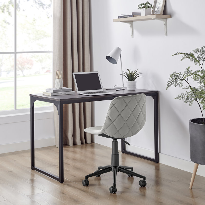 17 Stories Alexandrino Velvet Task Chair, Grey/Black