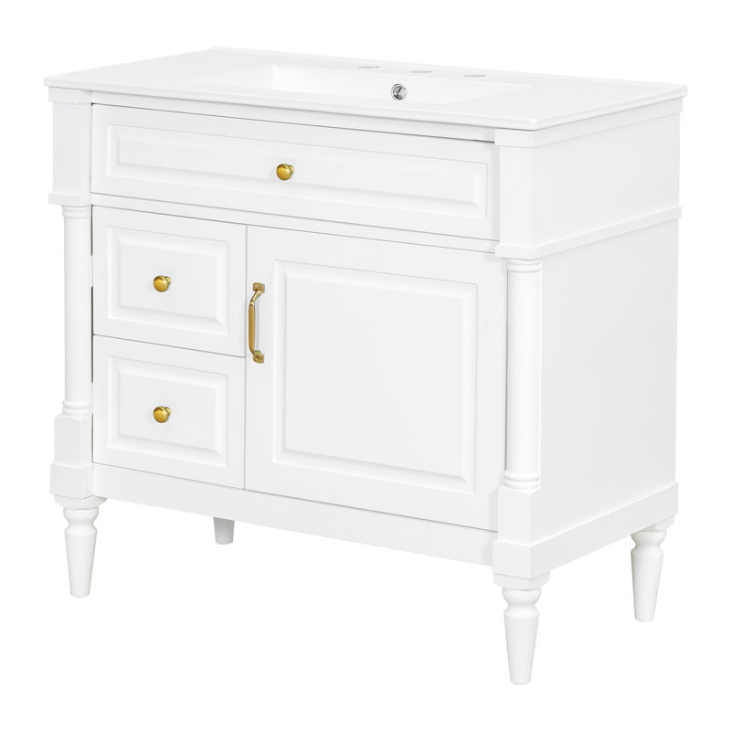 36" Bathroom Vanity with Sink, White