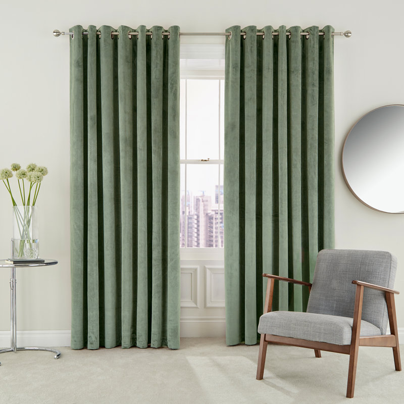 Escala Lined Curtains 66X54''sage, 168cm Width x 183cm Drop, Sage