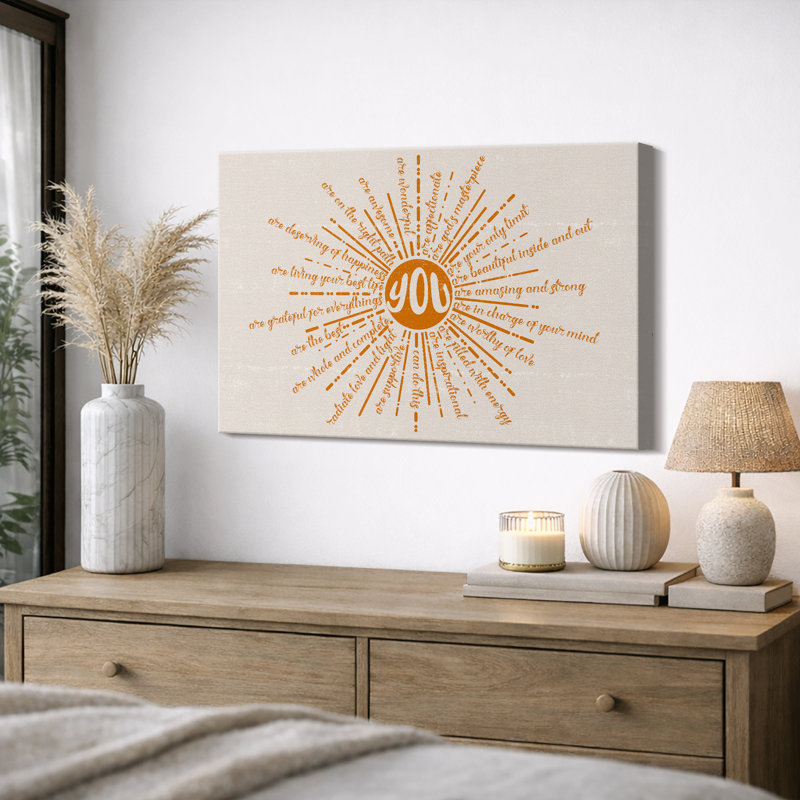 «Radiant Affirmations Uplifting Inspirational Quotes Abstract Contemporary Relax / Calm», reproduction d'art sur toile