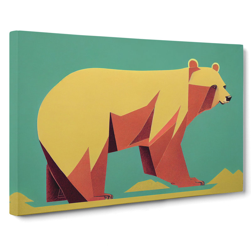 Bear Deco Abstract - Wrapped Canvas Print, 35cm H x 50cm W x 3cm D