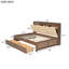 Lit de jour en bois avec tablettes de rangement rembourrées-736645315