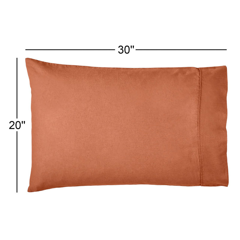 Jeffen Linen Blend Pillowcase Set, Standard, Rust
