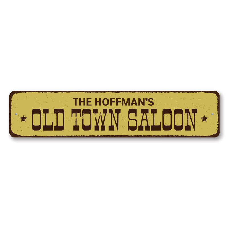Plaque en aluminium Old Town Saloon, H 6 po x l 24 po x P 0,06 po