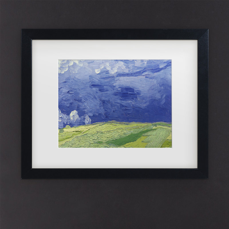 «Wheatfields Under Thundercloud» par Vincent Van Gogh, reproduction d'art sur toile, Cadre noir, H 16 po x l 20 po x P 0,5 po