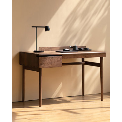Bureau en bois massif avec cloison Wabi-Sabi