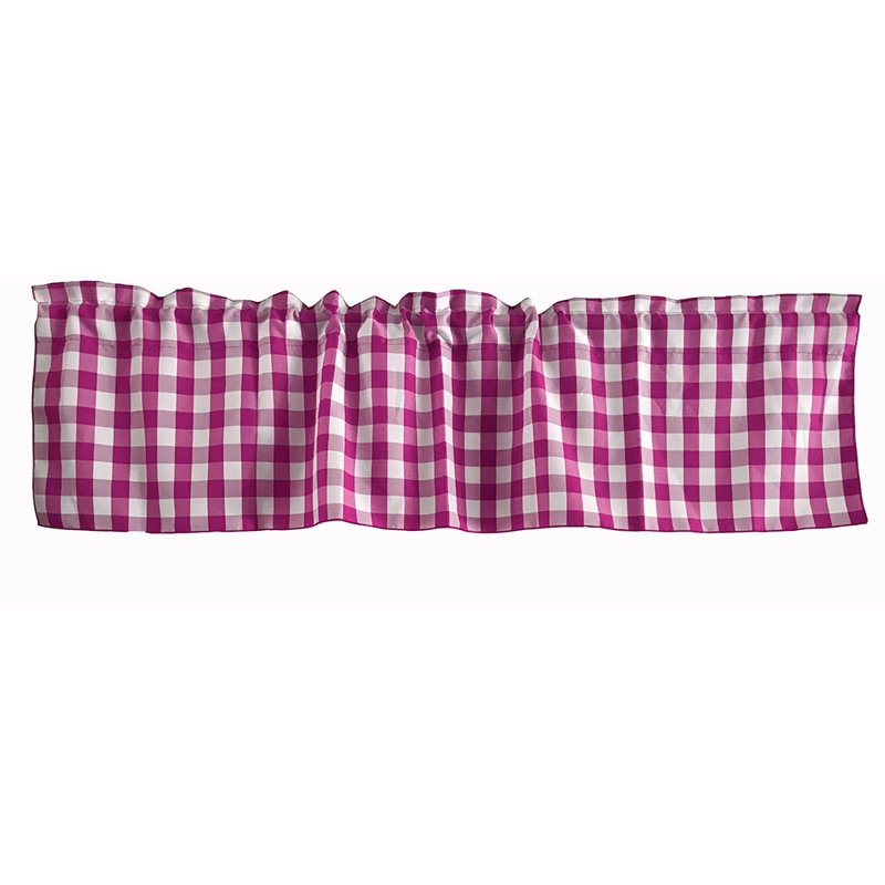Cantonnière sur mesure l 58 po Haideh Gingham, L 58 po x L 24 po, Fuchsia
