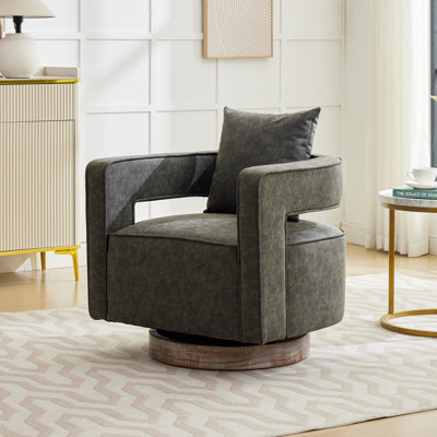Davidanthony Upholstered Swivel Barrel Chair